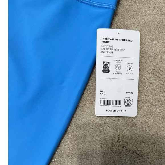 Athleta Interval High Rise Perforated Tight Blue, Size L NWT - Picture 4 of 5